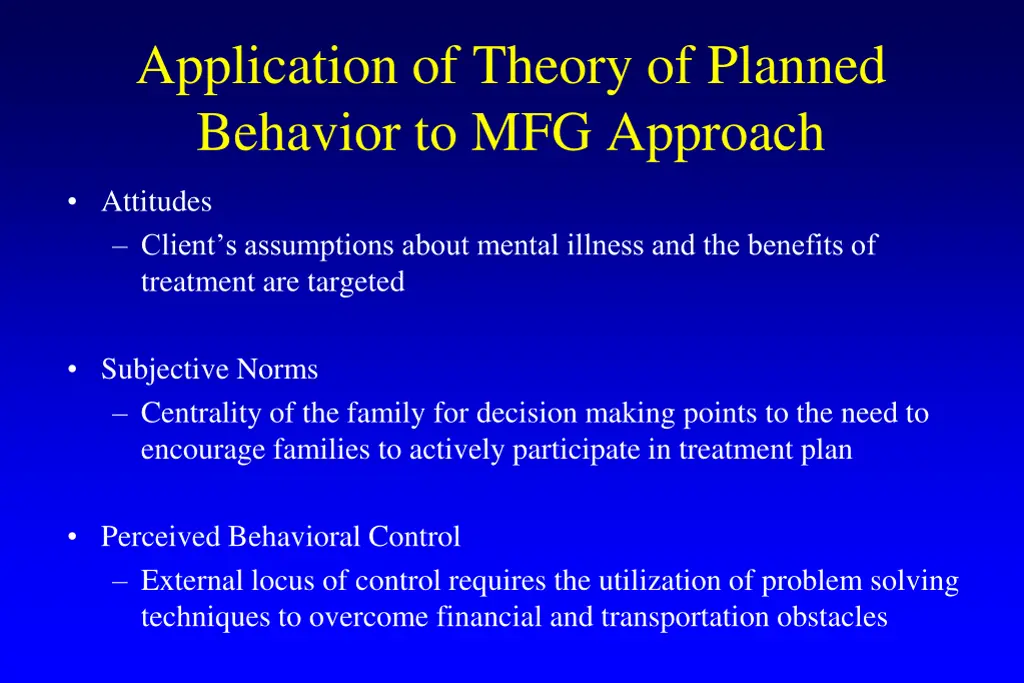 application of theory of planned behavior