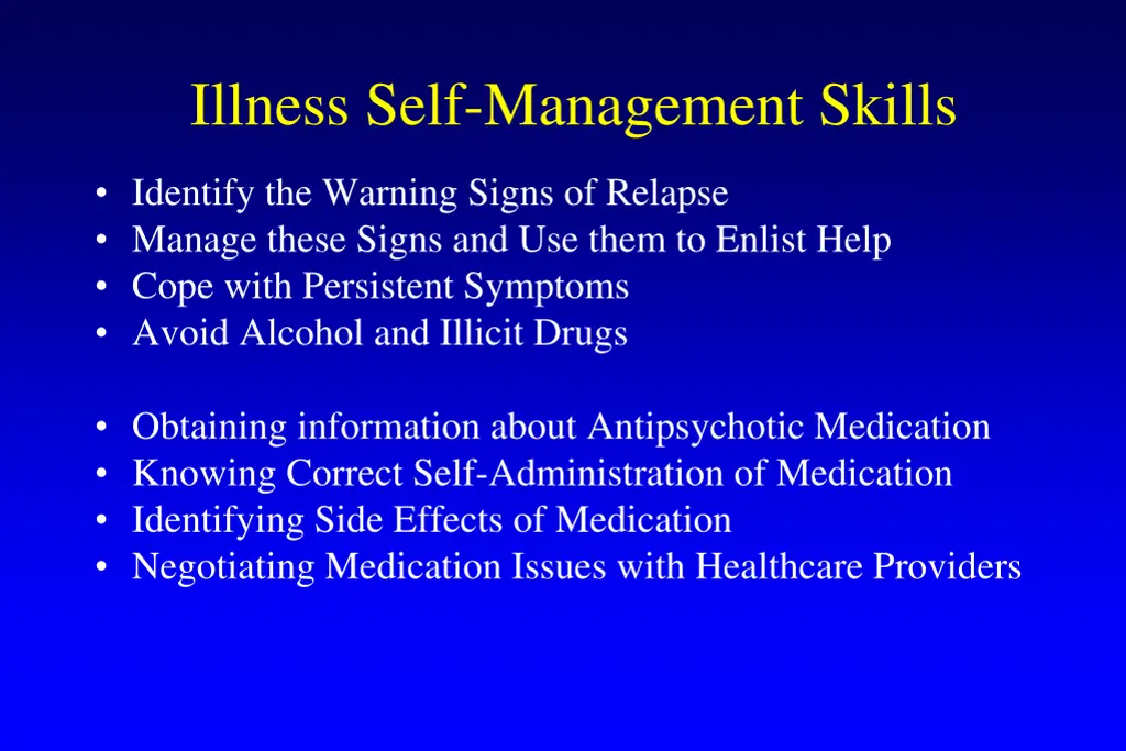 illness self management skills