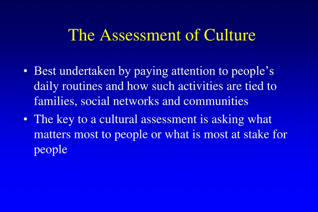 the assessment of culture