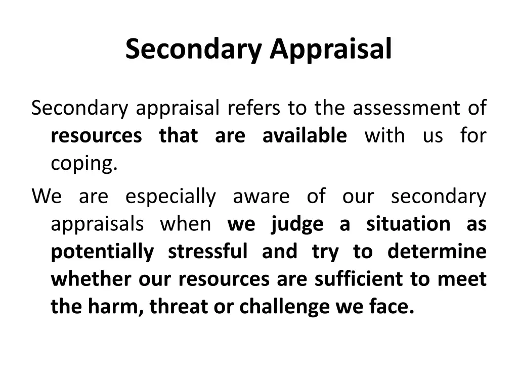secondary appraisal