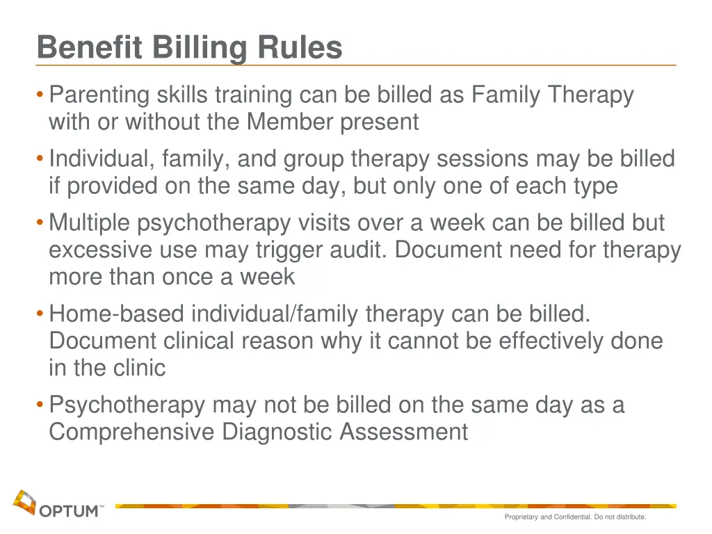 benefit billing rules
