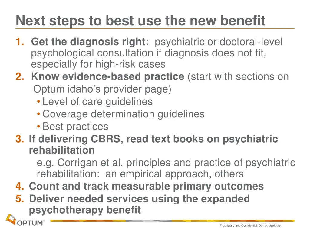 next steps to best use the new benefit
