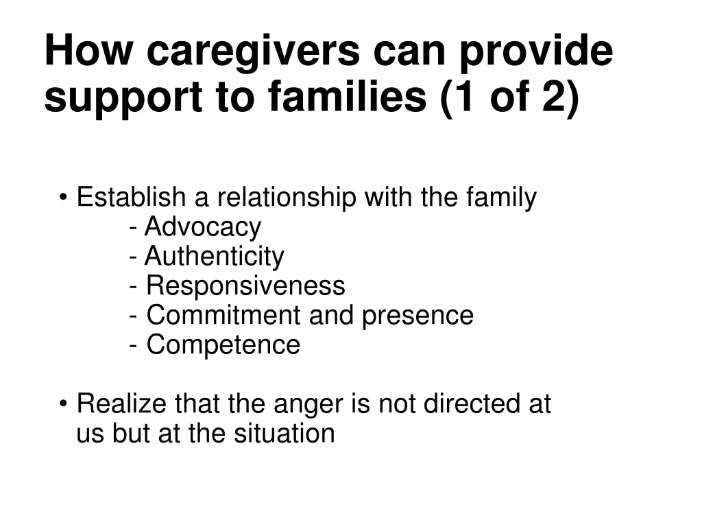 how caregivers can provide support to families