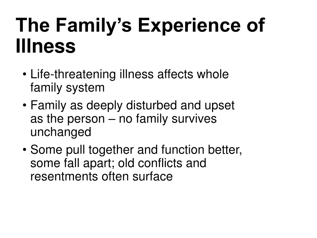 the family s experience of illness