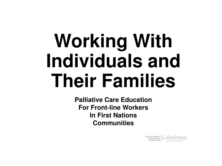 working with individuals and their families