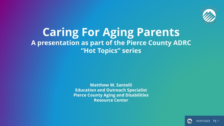 caring for aging parents a presentation as part