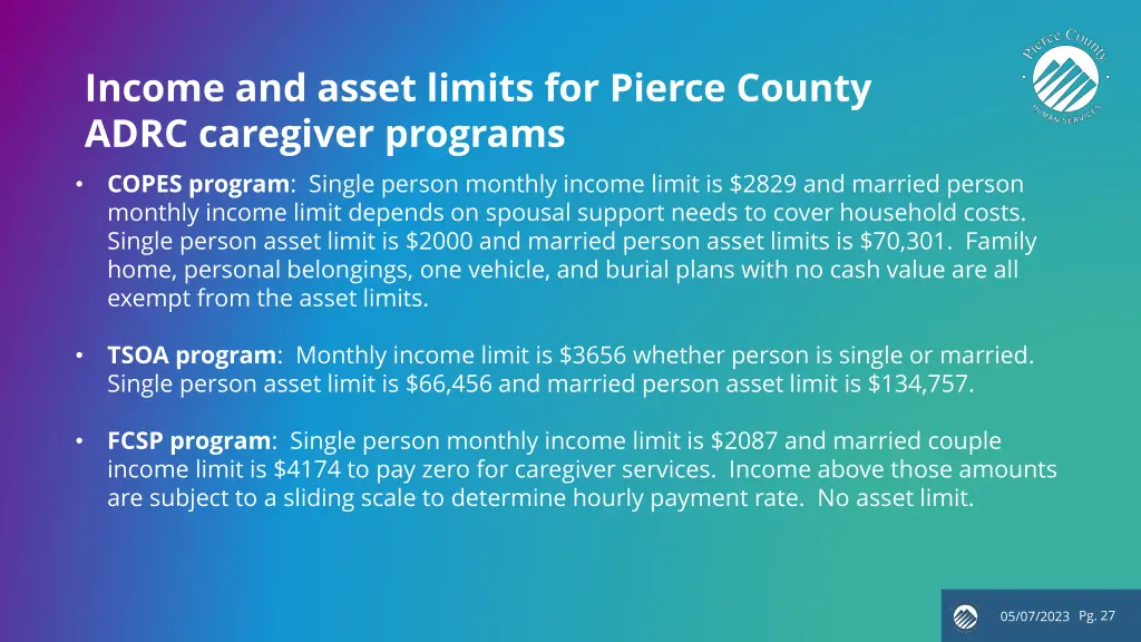 income and asset limits for pierce county adrc