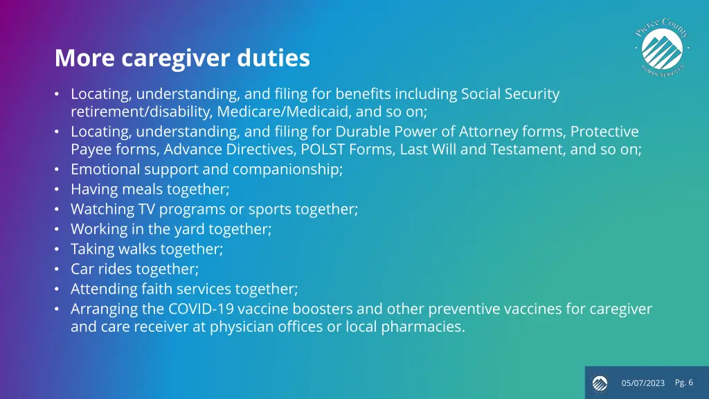 more caregiver duties