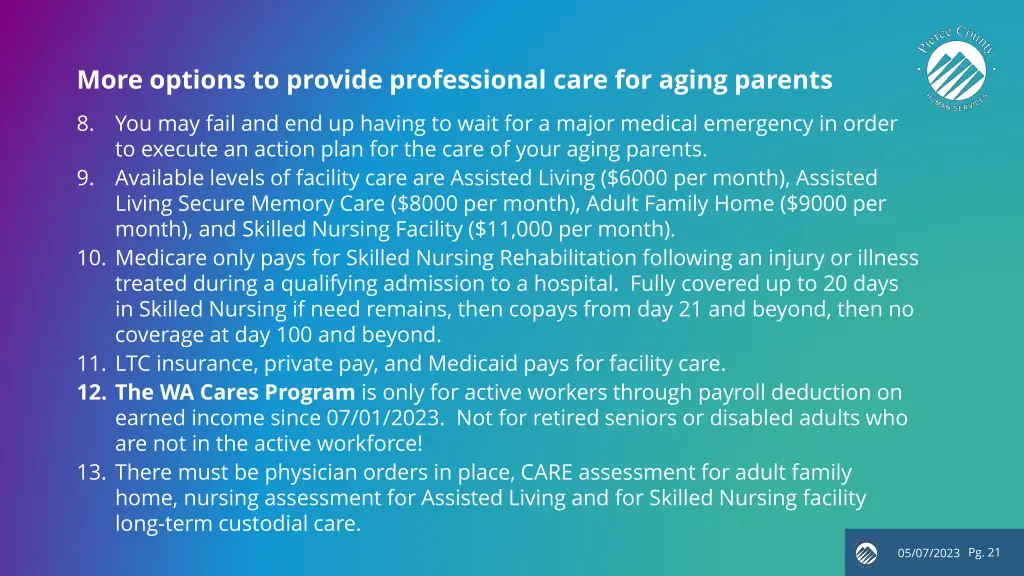 more options to provide professional care