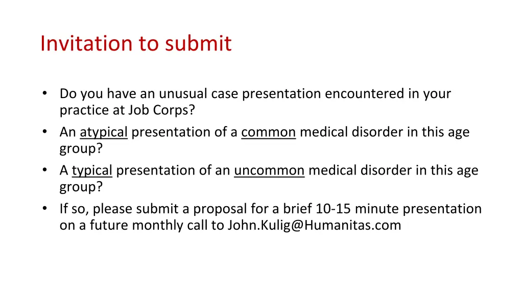 invitation to submit