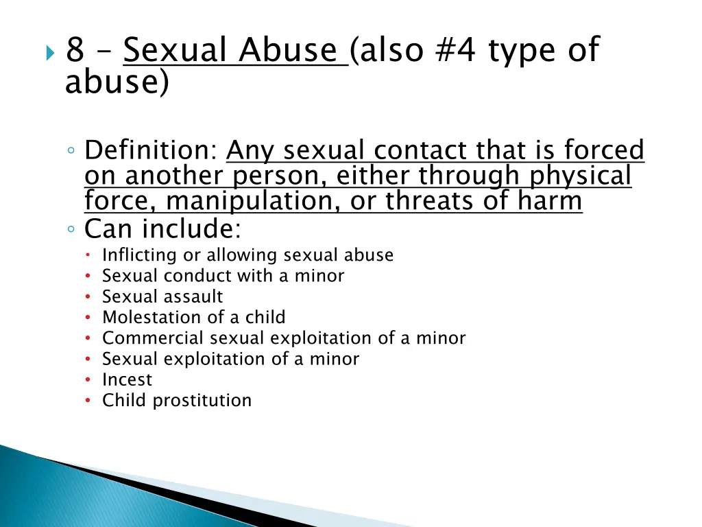 8 sexual abuse also 4 type of abuse