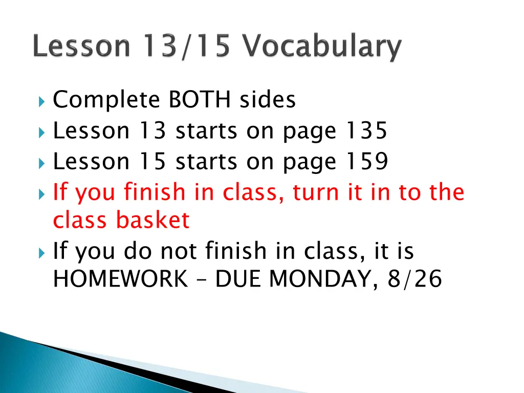 complete both sides lesson 13 starts on page