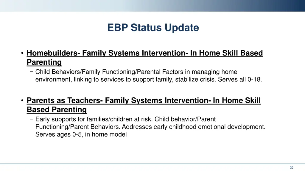 ebp status update