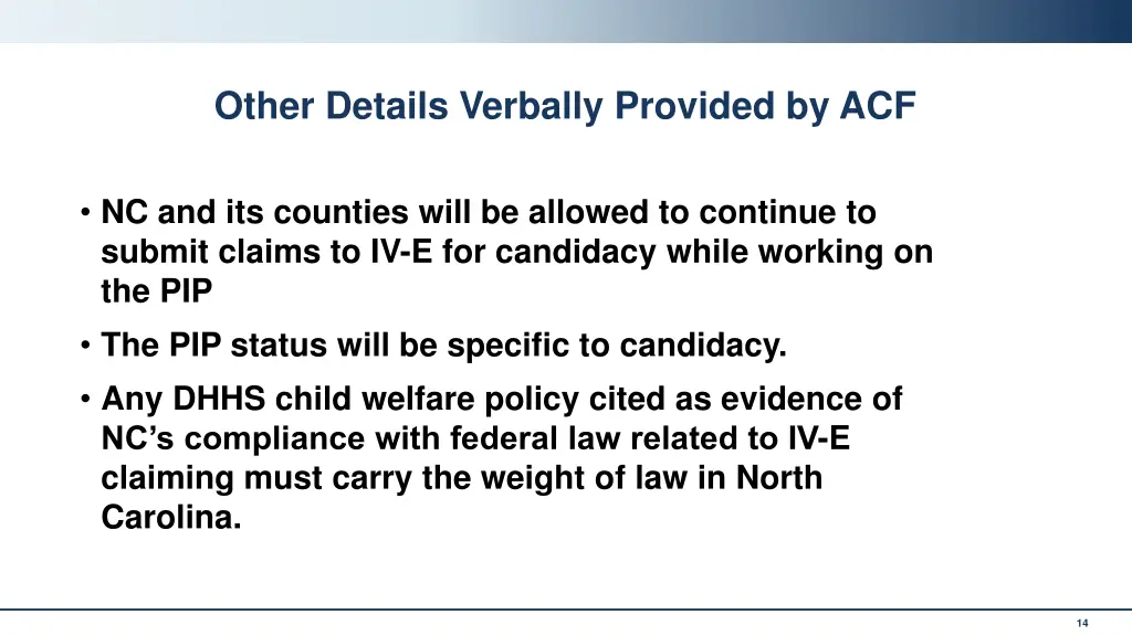 other details verbally provided by acf
