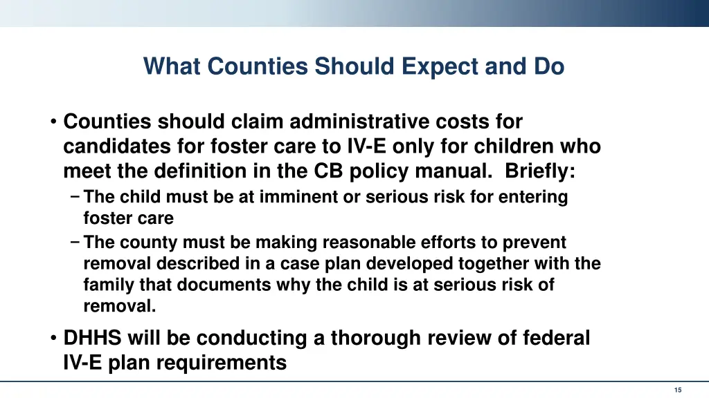 what counties should expect and do