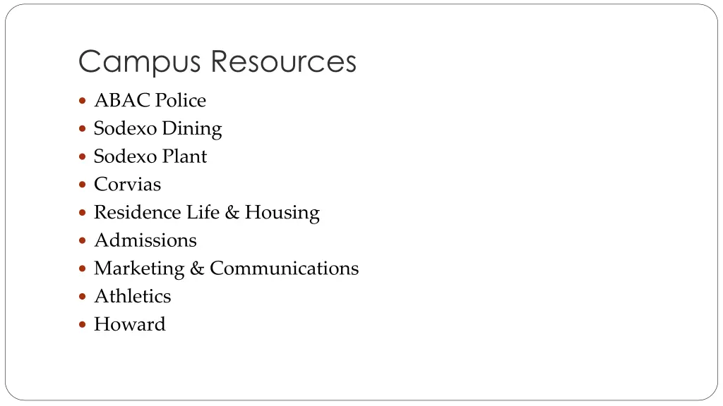 campus resources