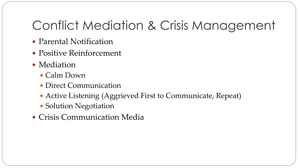 conflict mediation crisis management