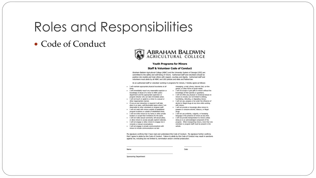 roles and responsibilities