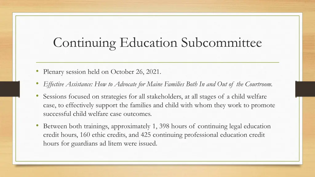 continuing education subcommittee 1