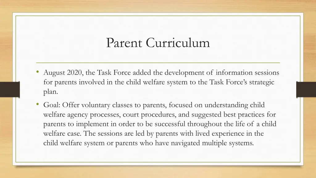 parent curriculum