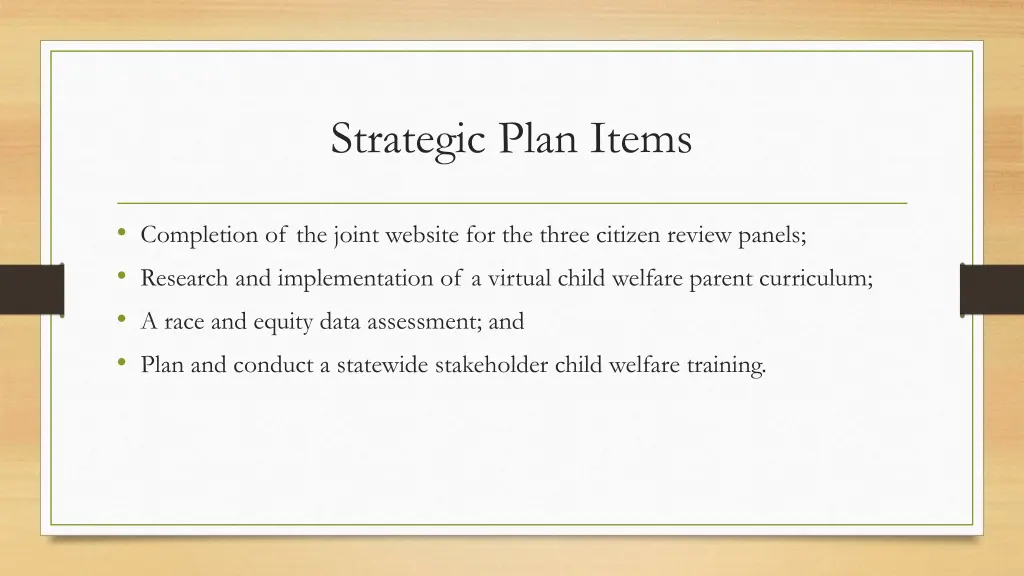 strategic plan items