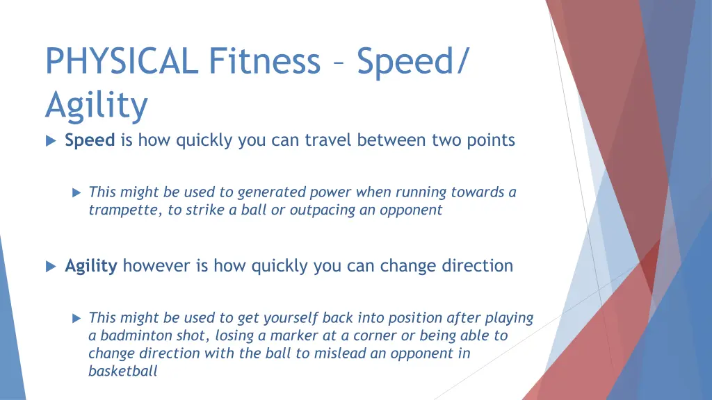 physical fitness speed agility speed