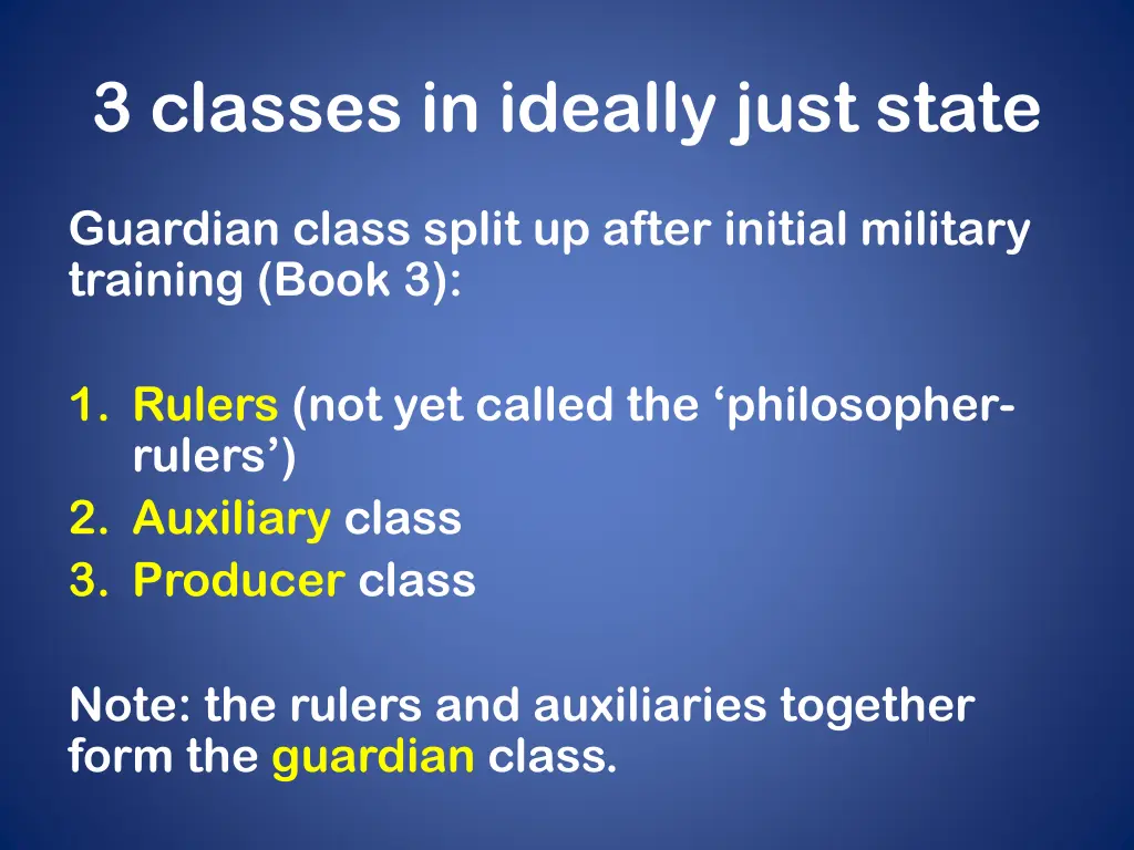 3 classes in ideally just state