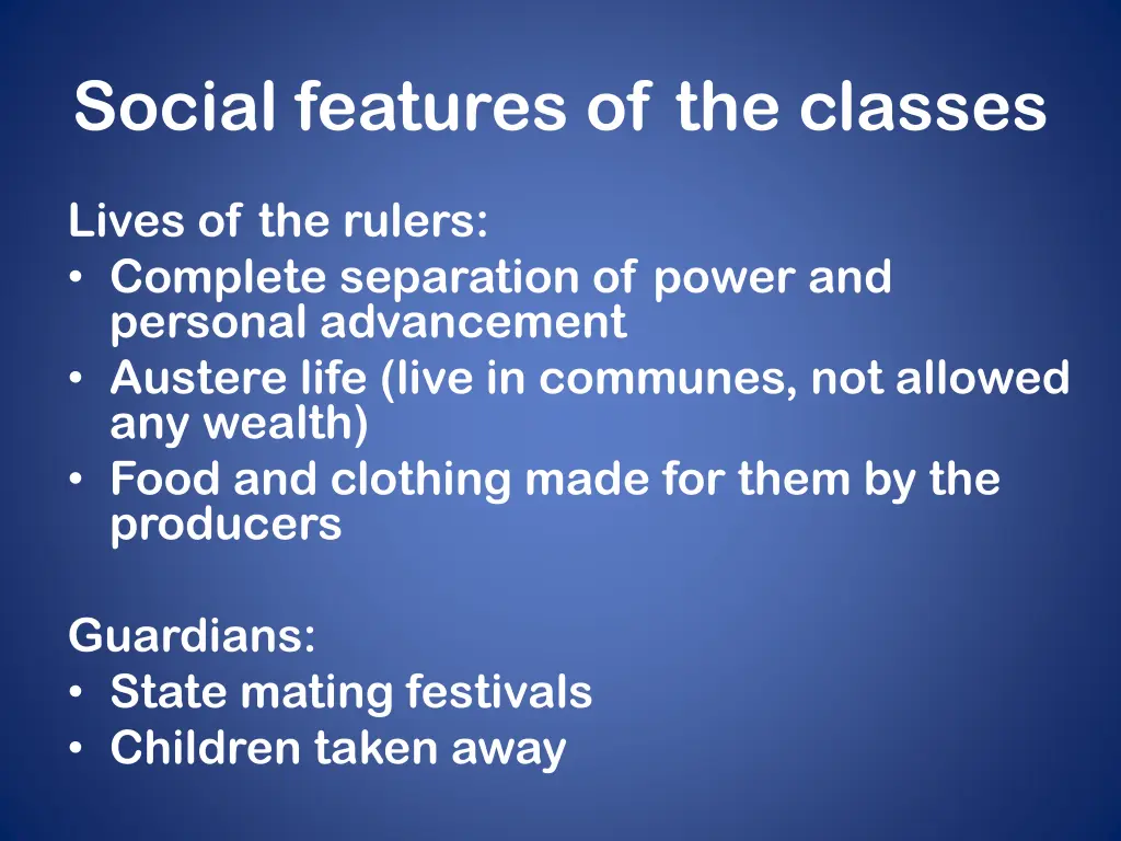 social features of the classes