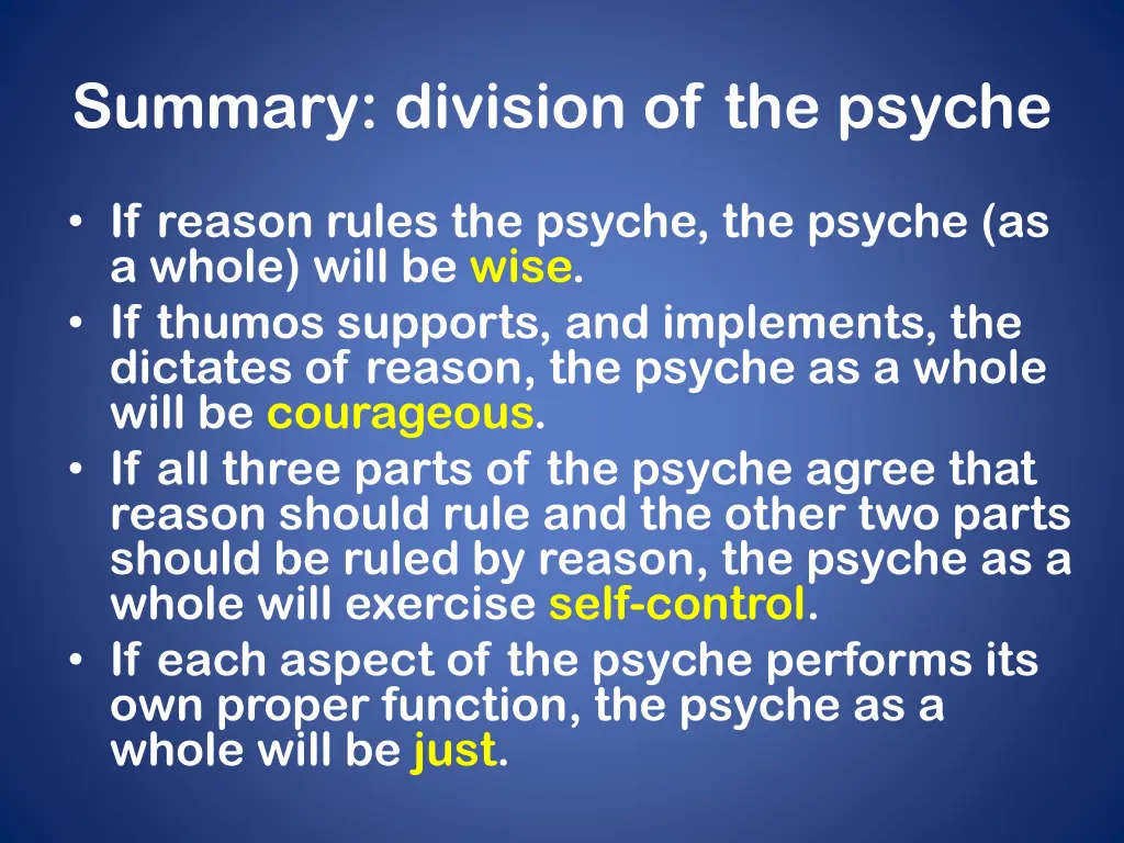 summary division of the psyche