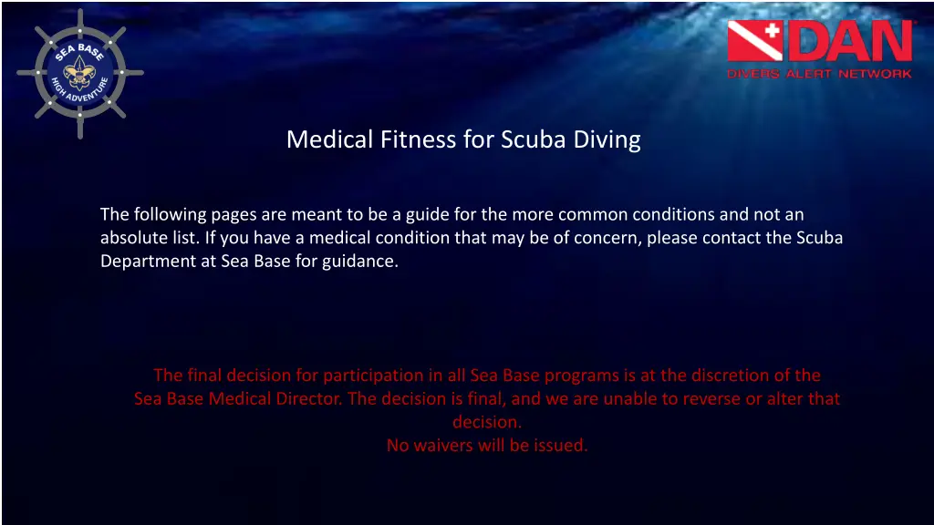 medical fitness for scuba diving