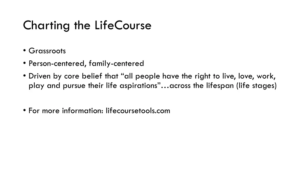 charting the lifecourse