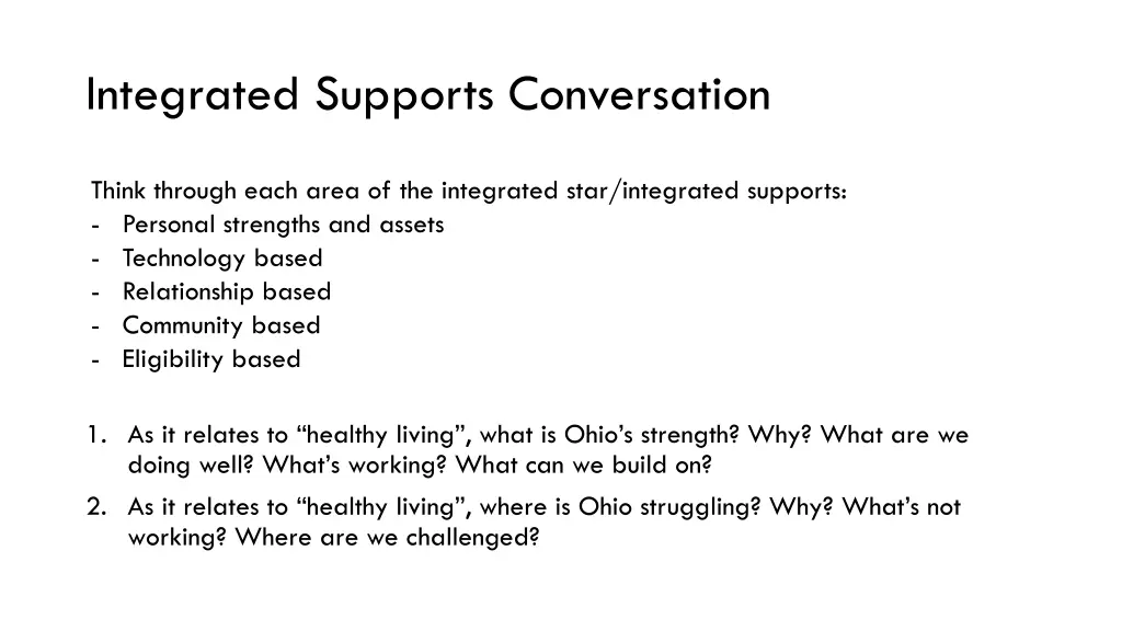 integrated supports conversation