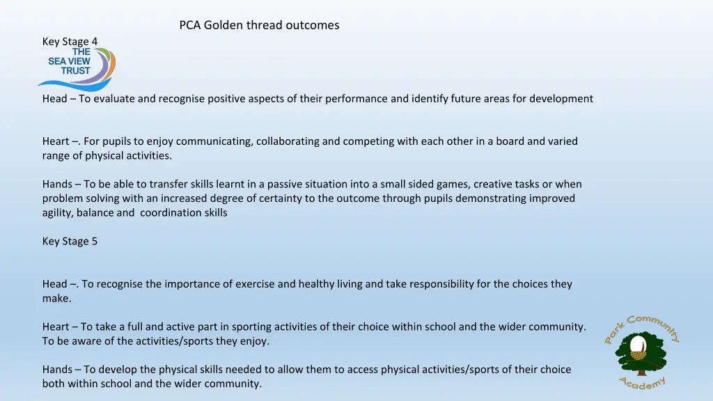 pca golden thread outcomes 2