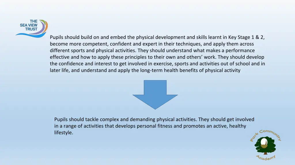 pupils should build on and embed the physical