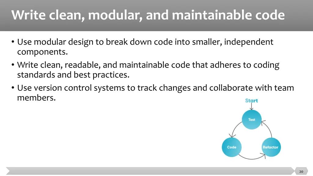write clean modular and maintainable code