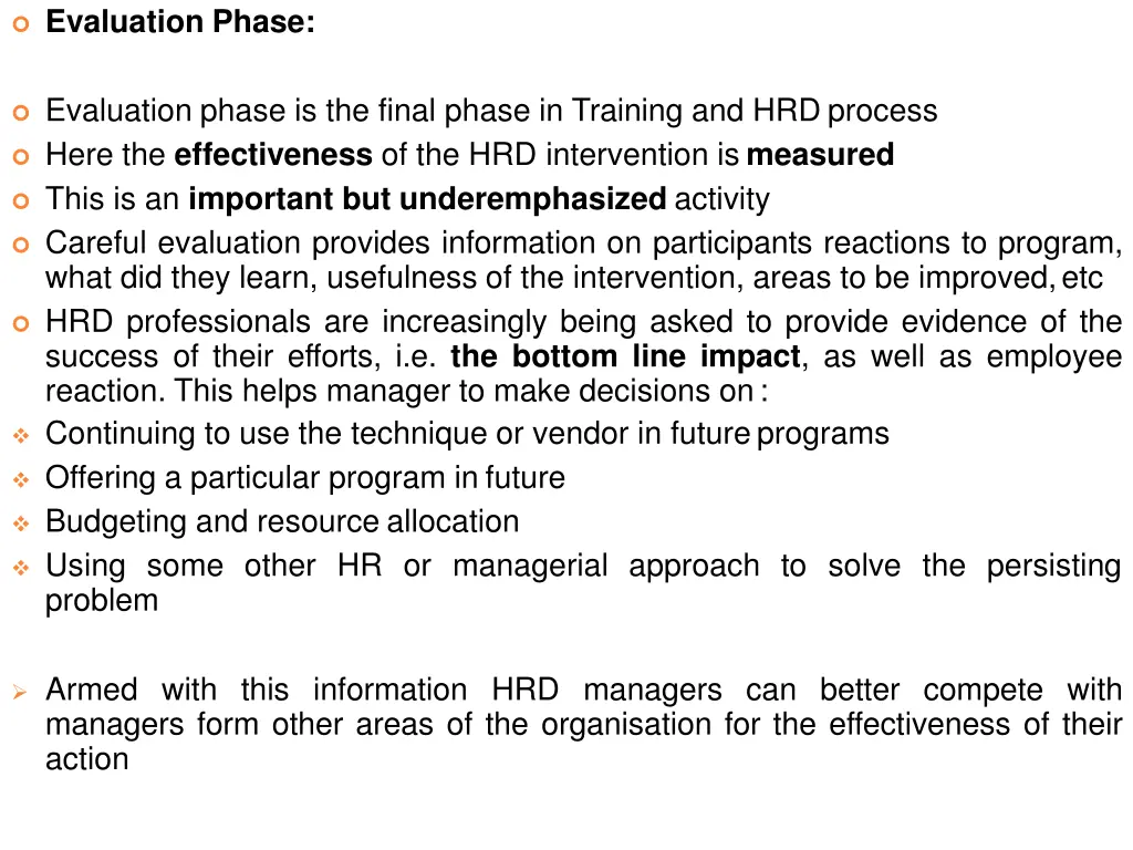 evaluation phase