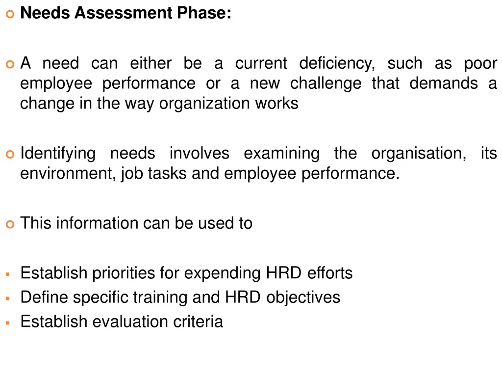 needs assessment phase