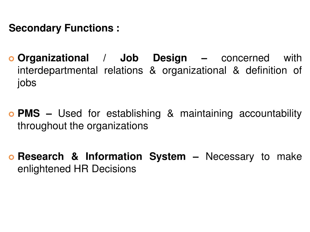 secondary functions