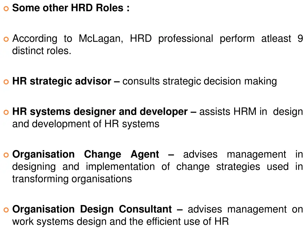 some other hrd roles