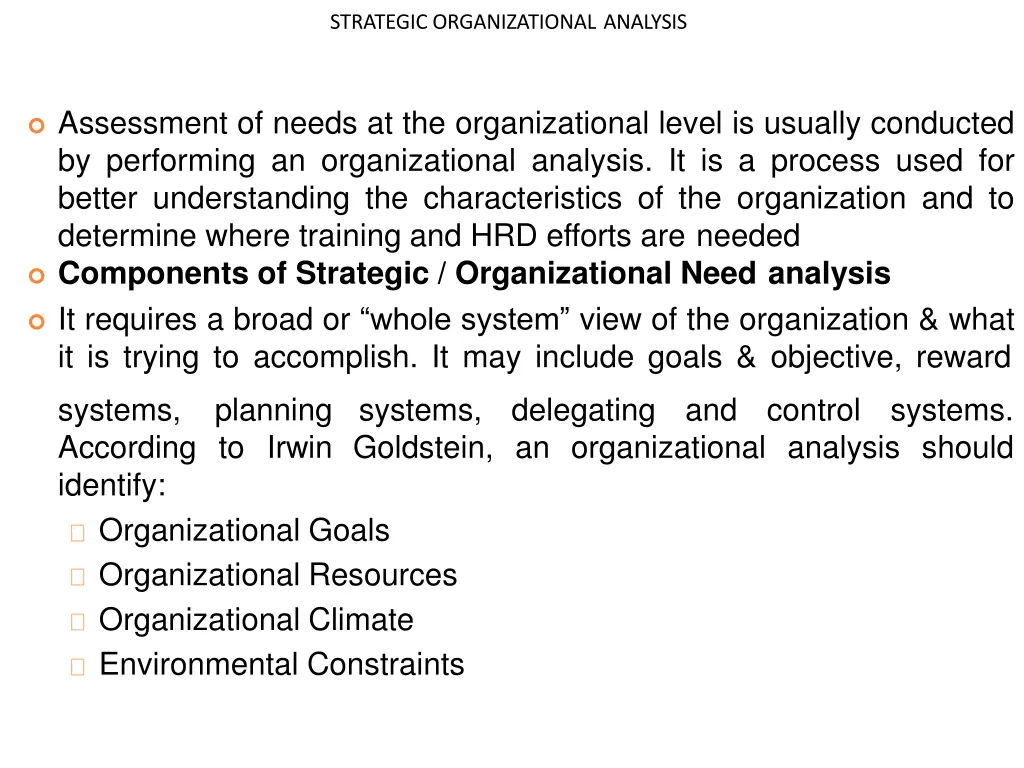 strategic organizational analysis