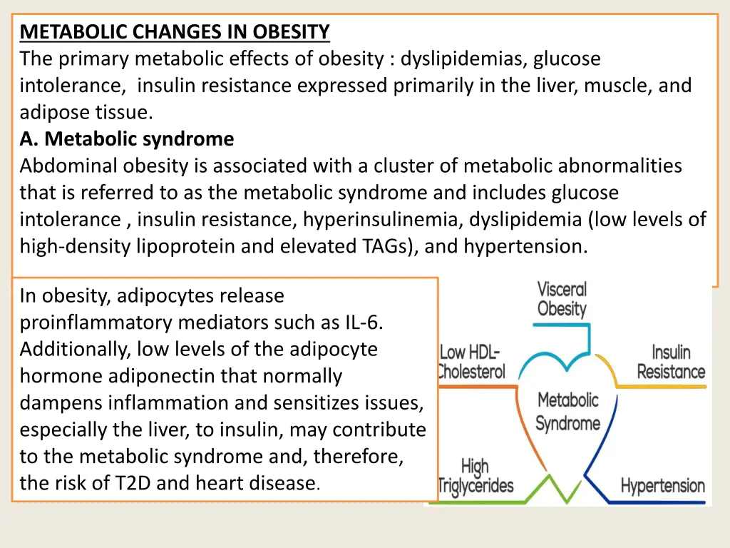 metabolic changes in obesity the primary