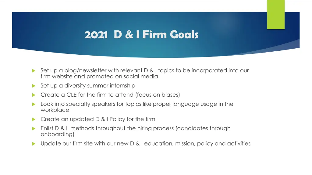 2021 d i firm goals