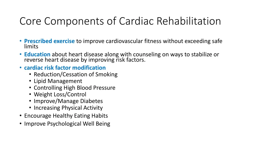 core components of cardiac rehabilitation