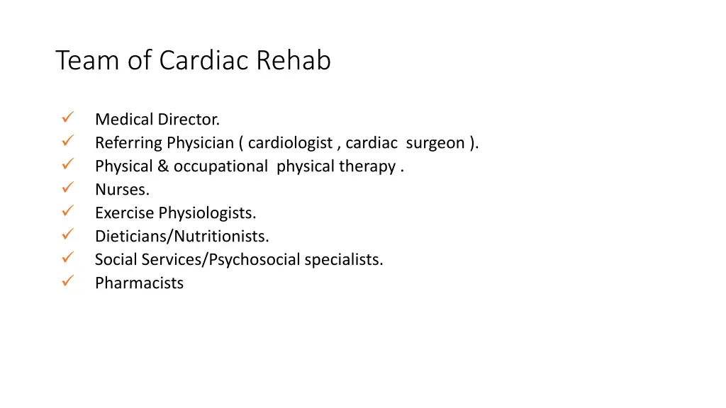 team of cardiac rehab