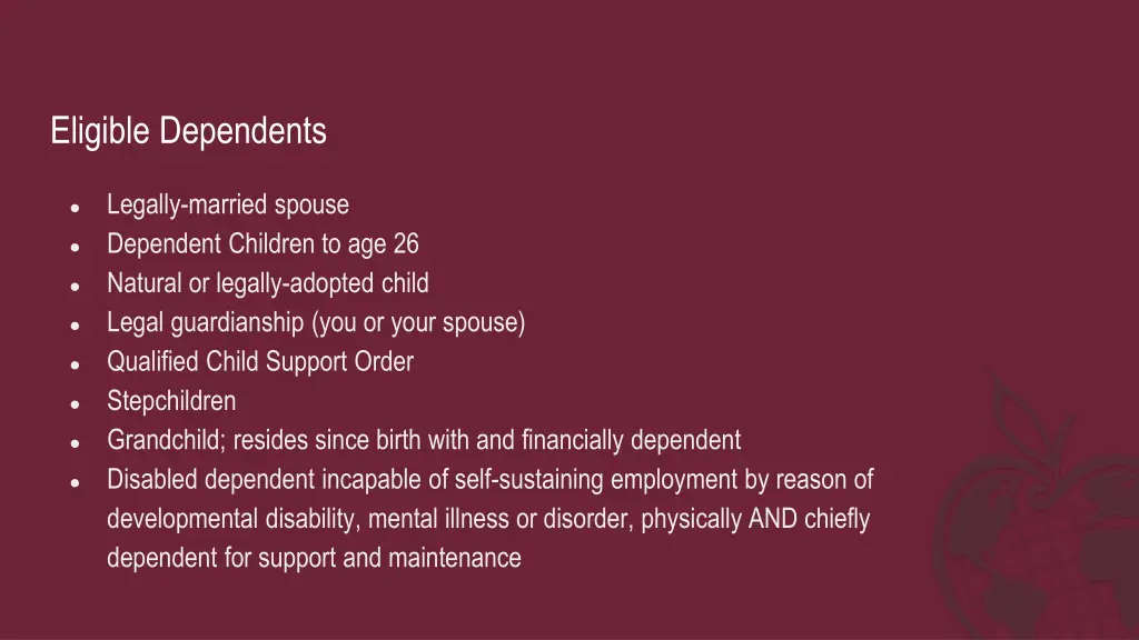 eligible dependents