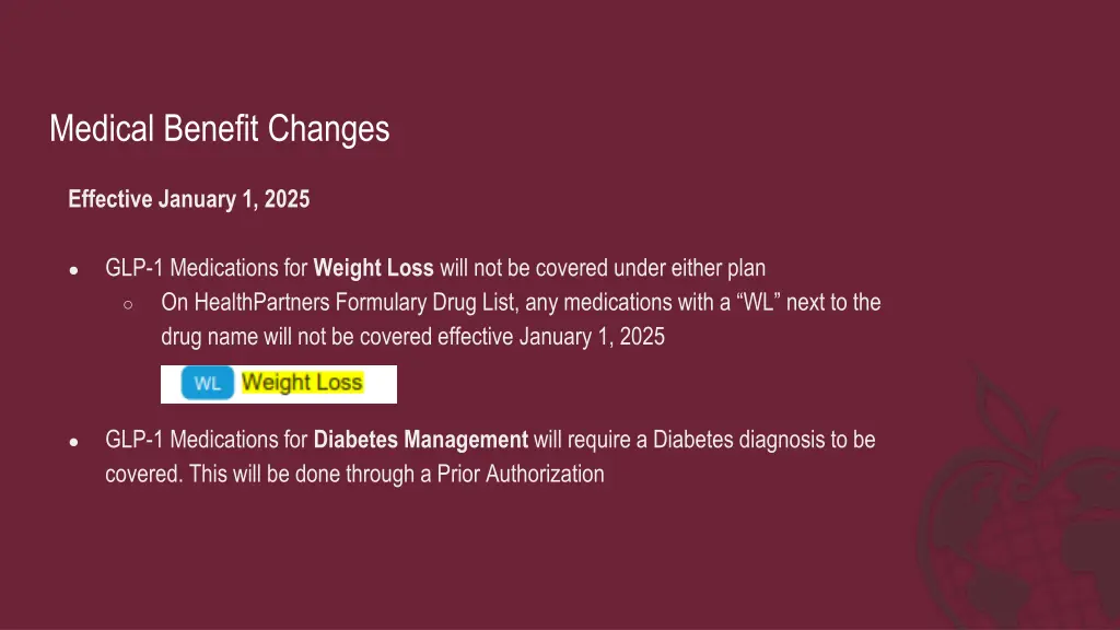 medical benefit changes