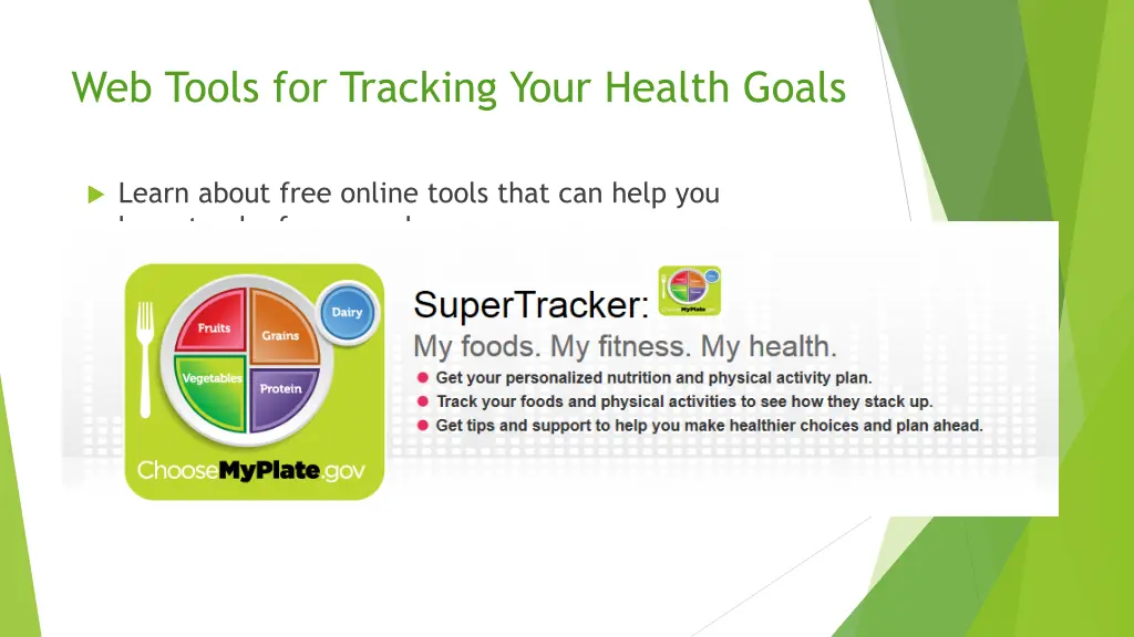 web tools for tracking your health goals