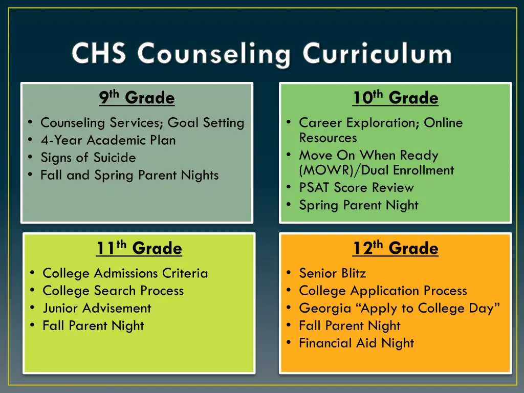 chs counseling curriculum