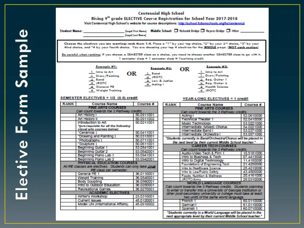 elective form sample