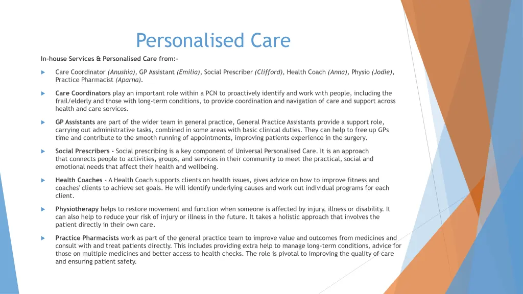 personalised care